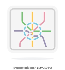 Subway line diagram vector flat material design isolated on white
