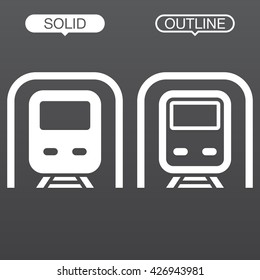 subway line icon, outline and solid vector logo, linear pictogram isolated on black, pixel perfect illustration
