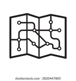 Subway map icon representing a metropolitan transit system with interconnected lines and stops.