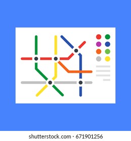 Subway map, metro map. Modern flat design concept. Vector illustration