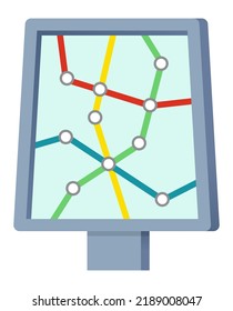 Subway map - modern flat design style single isolated object. Neat detailed image of junctions and stops of urban transport. Travel, direction, journey, route, road scheme and navigation idea
