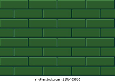 Motif harmonieux de mosaïque verte du métro. Arrière-plan harmonieux mur de briques. Image vectorielle illustration à plat. Conception de carreaux pour bâtiment extérieur, intérieur, cuisine, salle de bains, spa 