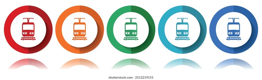 metrô, metro, trem ícones vetoriais, conjunto de ícone plano para design de logotipo, webdesign e aplicações móveis, coleção de botões coloridos da web em eps 10