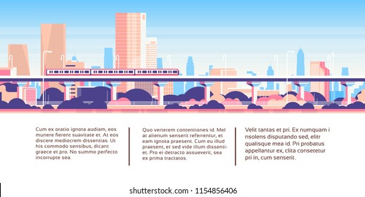 Subway Monorail Over City Skyscraper Business Stock Vector (royalty 