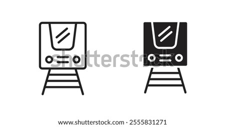 Subway outlined and solid icon vector collection.