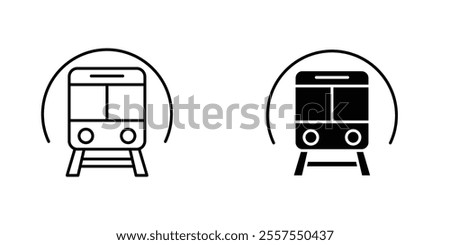 Subway outlined and solid icon vector collection.