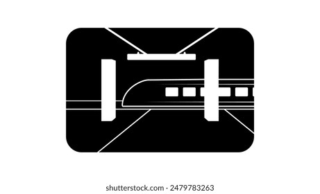 Emblema de la plataforma del metro, silueta aislada negra