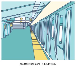 Subway to platform. hand drawn style vector design illustrations.