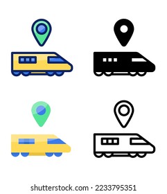 Metro, ferrocarril. iconos de puntero y ubicación. vector