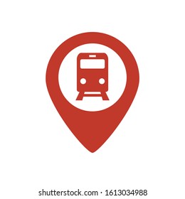 Subway or railway station map pointer icon on white background.