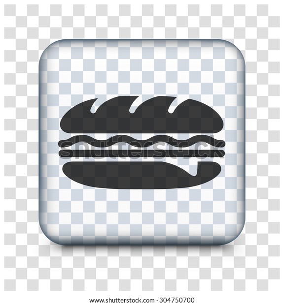 Subway Sandwich On Transparent Square Button Stock Vector (Royalty Free