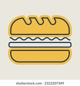 Subway Sandwich vector icon. Fast food sign. Graph symbol for cooking web site and apps design, logo, app, UI