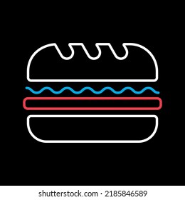 Subway Sandwich Vector Isolated On Black Background Icon. Fast Food Sign. Graph Symbol For Cooking Web Site And Apps Design, Logo, App, UI