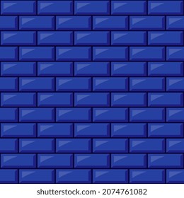 Subway seamless blue pattern. Brick wall.
