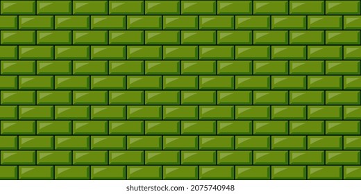 Subway seamless green pattern. Brick wall.