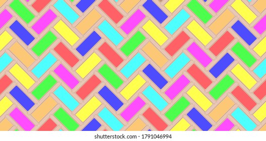 Subway seamless white pattern. Brick wall. Parquet. Vector illustration.