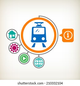 Subway sign icon. Train, underground symbol. Flat design for the web, print, banner, advertising.
