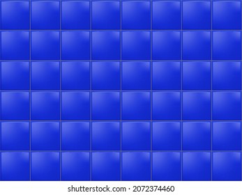 Subway square tile pattern. Blue seamless brick background. Vector metro wall or floor texture. Interior glossy mosaic grid