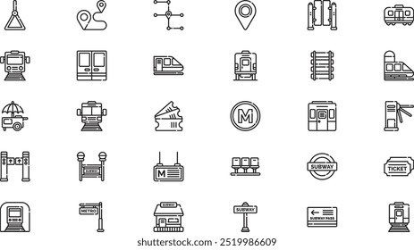 Icons der U-Bahn-Station Hochwertige Vektorsymbol-Kollektion mit editierbarem Strich. Ideal für professionelle und kreative Projekte.