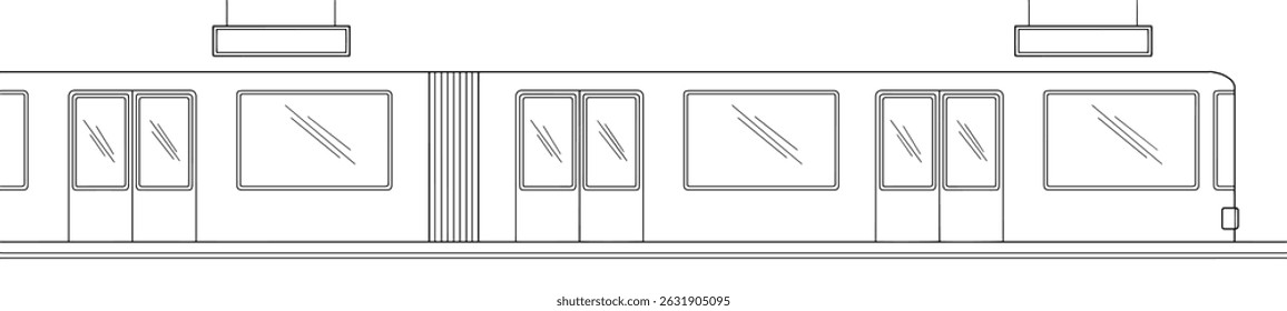 Plataforma de estação de metrô gráfico preto branco longo esboço ilustração vetor 