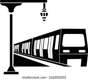 Icono de puntero de mapa de estación de metro o estación de tren aislado en fondo gris.puntero de mapa con tren