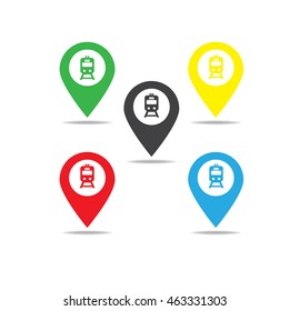 Subway Station or Railway Station Map Pointer Icon