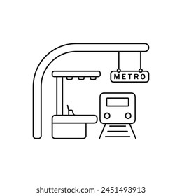 Subway station vector icon. Underground train vector. Train in subway tunnel logo. Train. Black vector train icon. Public rail transport symbol. Vector illustration.