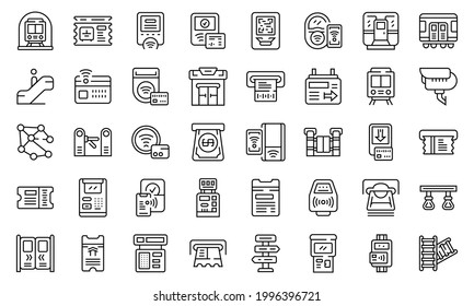 Subway Ticket Machine Icon. Outline Subway Ticket Machine Vector Icon For Web Design Isolated On White Background