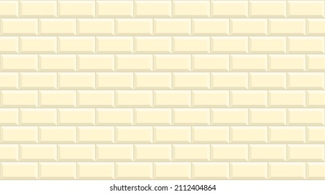 Subway tile background. Beige brick wall pattern for kitchen and bathroom. Vector illustration.
