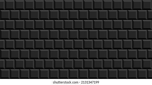 Subway tile background. Black brick wall pattern for kitchen and bathroom. Vector illustration.
