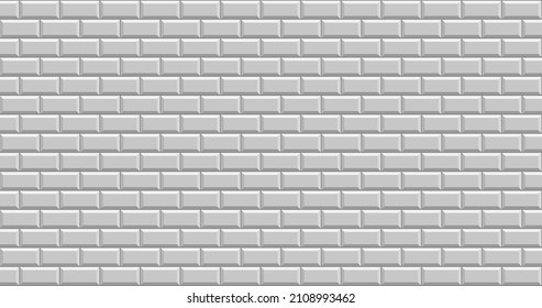 Subway Tile Background. Grey Brick Wall Pattern For Kitchen And Bathroom. Vector Illustration.