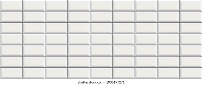 subway tile background. white seamless patter for kitchen backsplash, bathroom wall, shower. vector texture