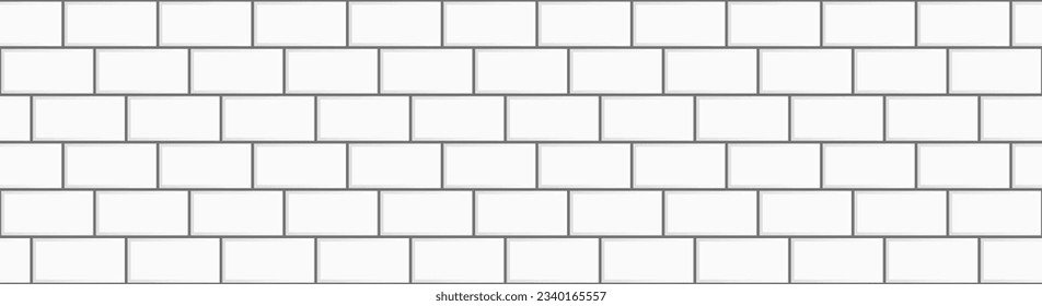 subway tile background. white seamless patter for kitchen backsplash, bathroom wall, shower. vector offset texture