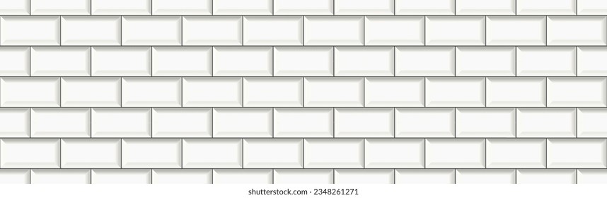 subway tile background. white seamless patter for kitchen backsplash, bathroom wall, shower. vector offset texture