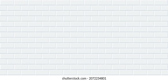 Subway tile seamless pattern. Vector abstract background with geometric shapes. White ceramic tile for kitchen or bathroom. Realistic white wall brick texture in the Parisian metro