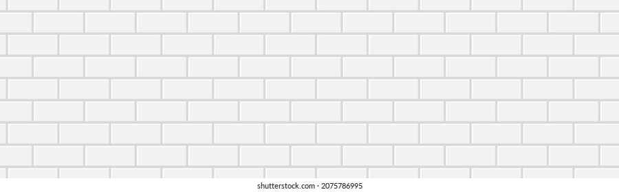 Subway Tile Seamless Pattern. Vector Abstract Background With Geometric Shapes. White Ceramic Tile For Kitchen Or Bathroom. Realistic White Wall Brick Texture In The Parisian Metro