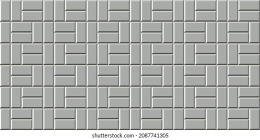Subway tile seamless pattern. Vector abstract background with geometric shapes. Grey ceramic tile for kitchen or bathroom. Realistic grey wall brick texture in the Parisian metro