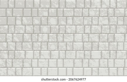Subway tiles horizontal white background Metro brick decor seamless pattern for kitchen, bathroom or outdoor architecture vector illustration Glossy building interior design tiled material