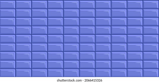 Subway-Fliesen nahtlos, rechteckiger blauer Hintergrund, Vektorgrafik. Moderner, rechteckiger Backspritzer für die Küche.