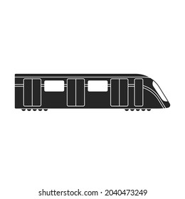 Subway train black vector icon.Black vector illustration cargo. Isolated illustration of subway train icon on white background.