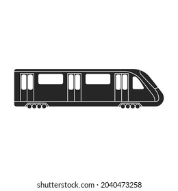 Subway train black vector icon.Black vector illustration cargo. Isolated illustration of subway train icon on white background.