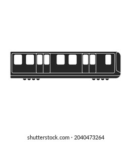 Subway train black vector icon.Black vector illustration cargo. Isolated illustration of subway train icon on white background.