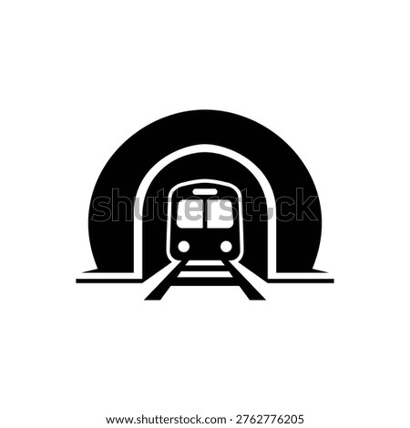 Subway Train Entering Tunnel Icon - Metro Railway Underground Transit Silhouette