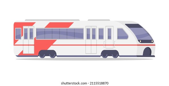 Subway train express machinery public transport isometric vector illustration. Metropolis metro electric modern speed locomotive for city travel underground moving isolated. Railway carriage wagon