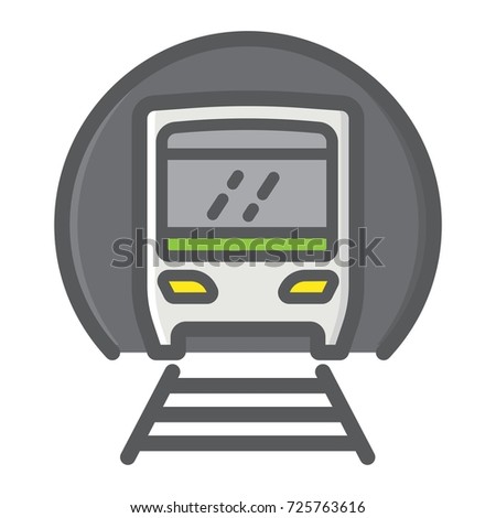 Subway train filled outline icon, transport and railway, metro sign vector graphics, a colorful line pattern on a white background, eps 10.
