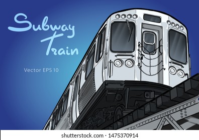 Subway train. Hand drawn sketch vector illustration