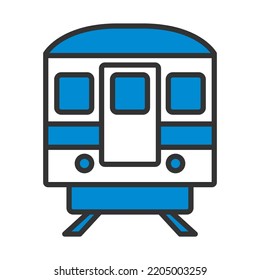 Icono del tren del metro. Contorno de negrita editable con diseño de relleno de color. Ilustración vectorial.