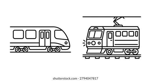Subway train icon line art vector illustration design