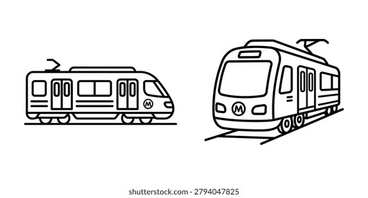 Subway train icon line art vector illustration design