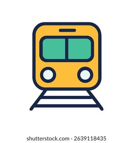 Subway train icon on the tracks. Icon symbol illustration